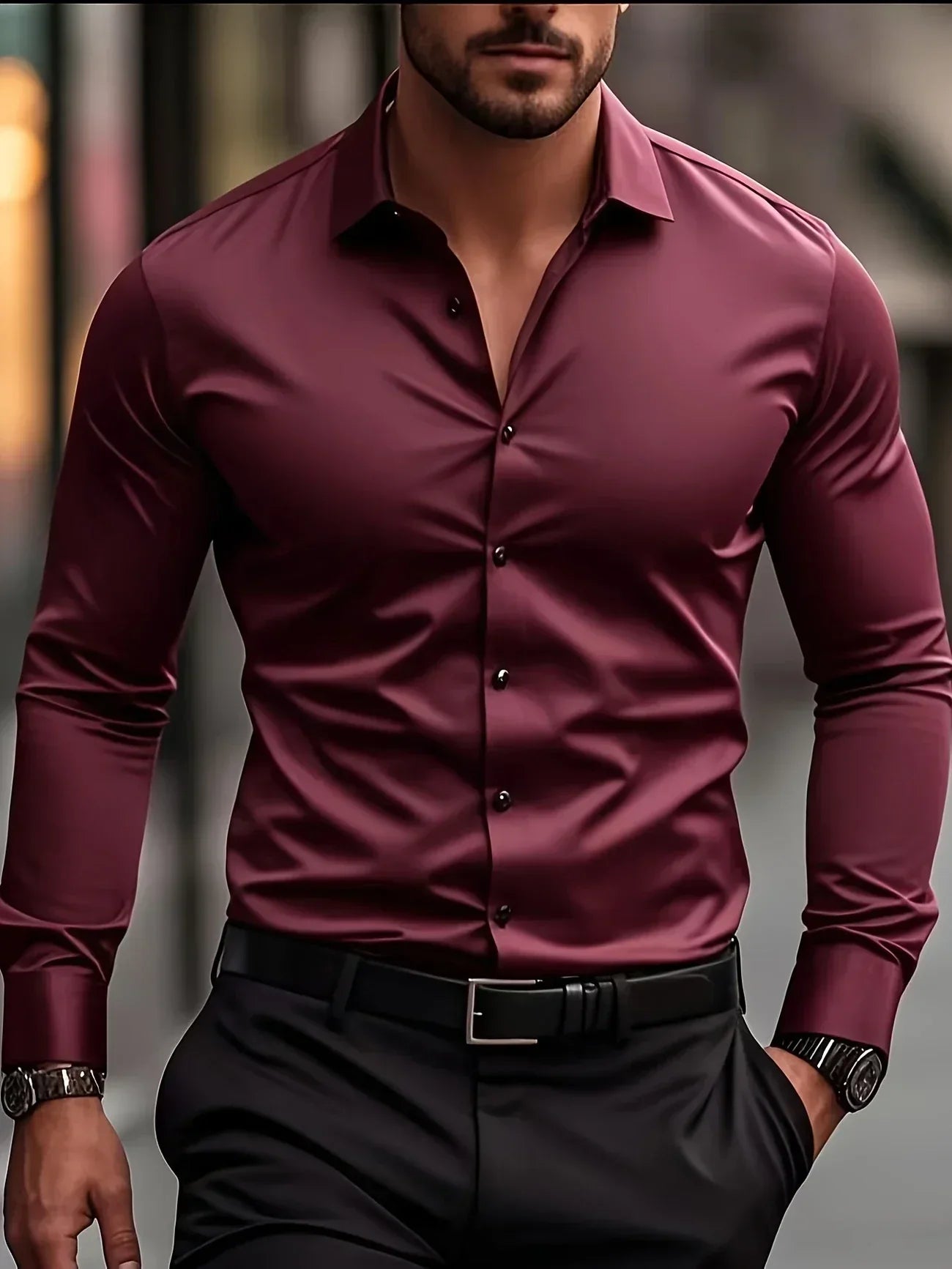Varel | Camicia elegante a maniche lunghe con bottoni