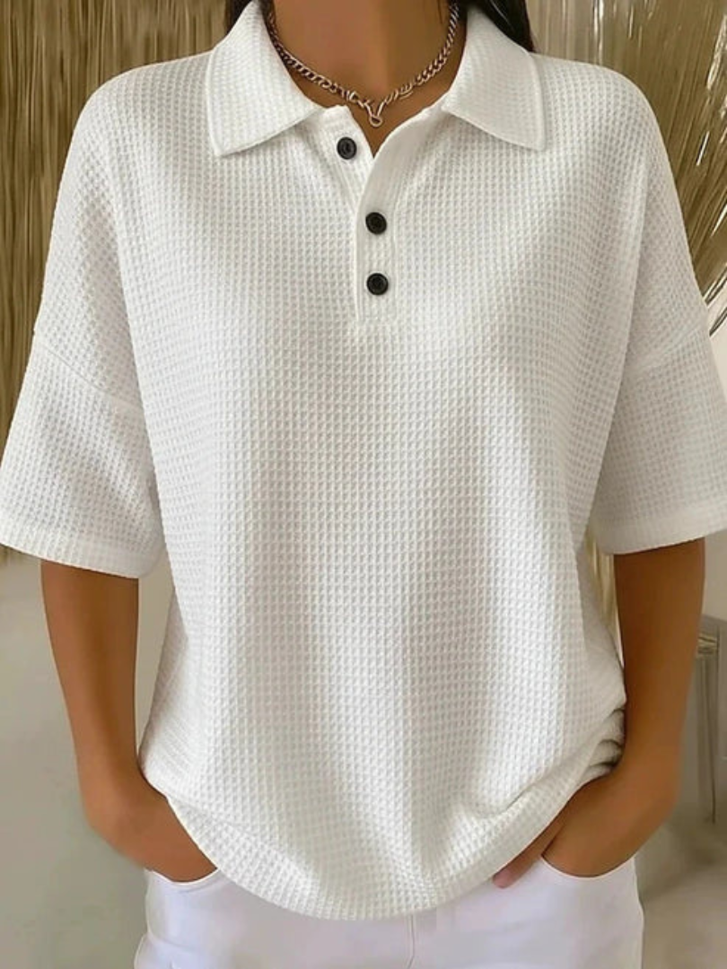 Peggie | Comoda Polo in Tessuto Waffle da Donna