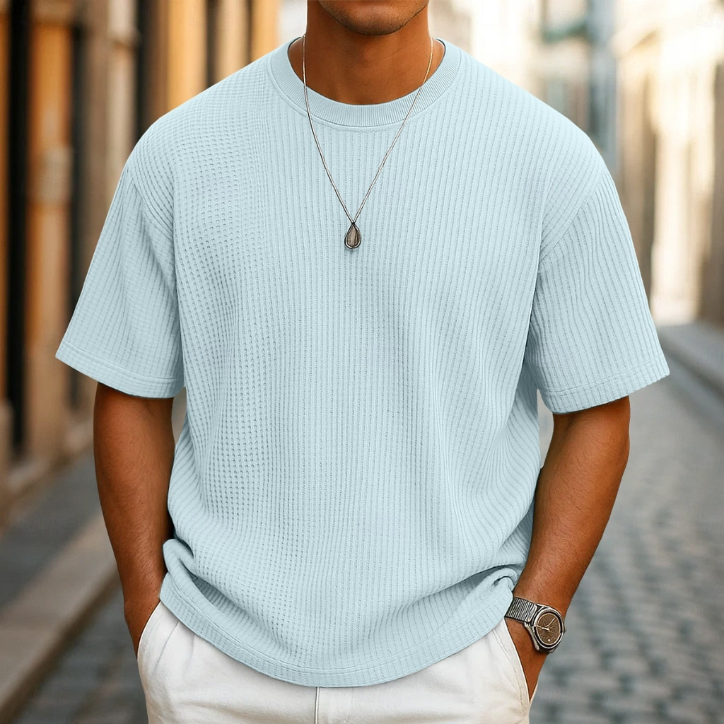 T-shirt Estivo in Tessuto Waffle da Uomo