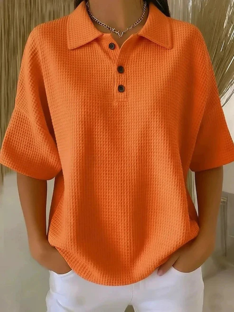 Peggie | Comoda Polo in Tessuto Waffle da Donna