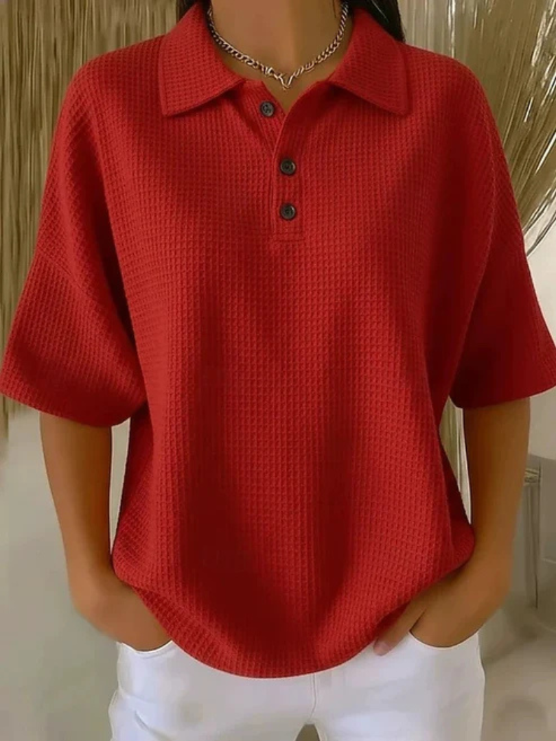 Peggie | Comoda Polo in Tessuto Waffle da Donna