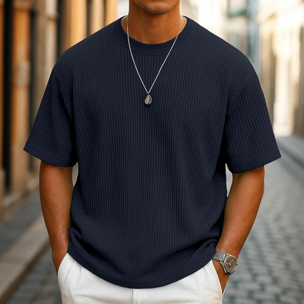 T-shirt Estivo in Tessuto Waffle da Uomo