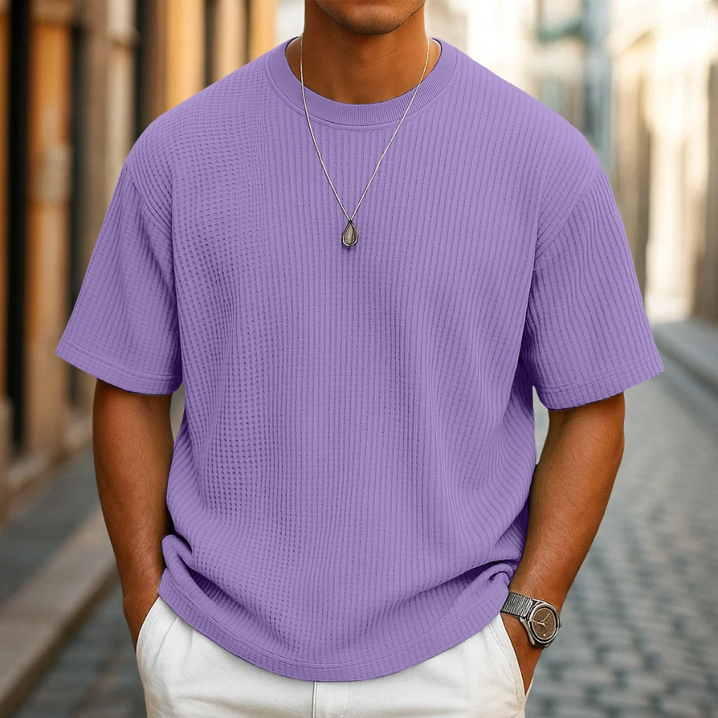 T-shirt Estivo in Tessuto Waffle da Uomo