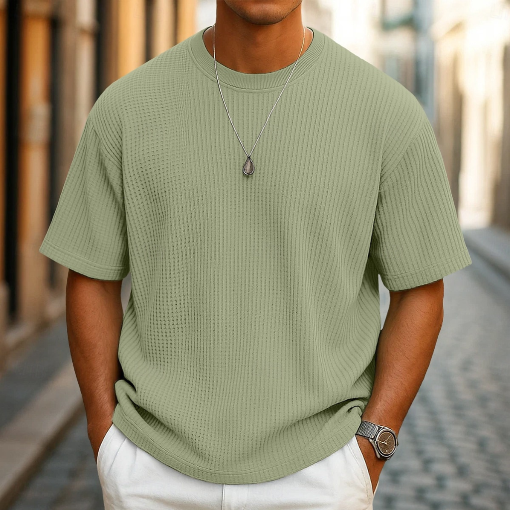 T-shirt Estivo in Tessuto Waffle da Uomo