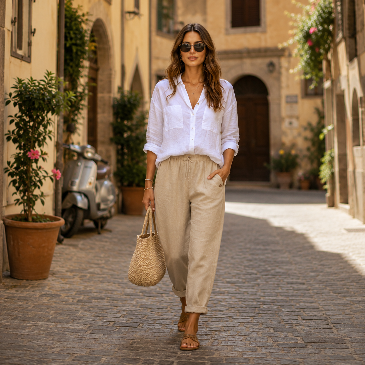 Rosa | Pantaloni di Lino Leggeri