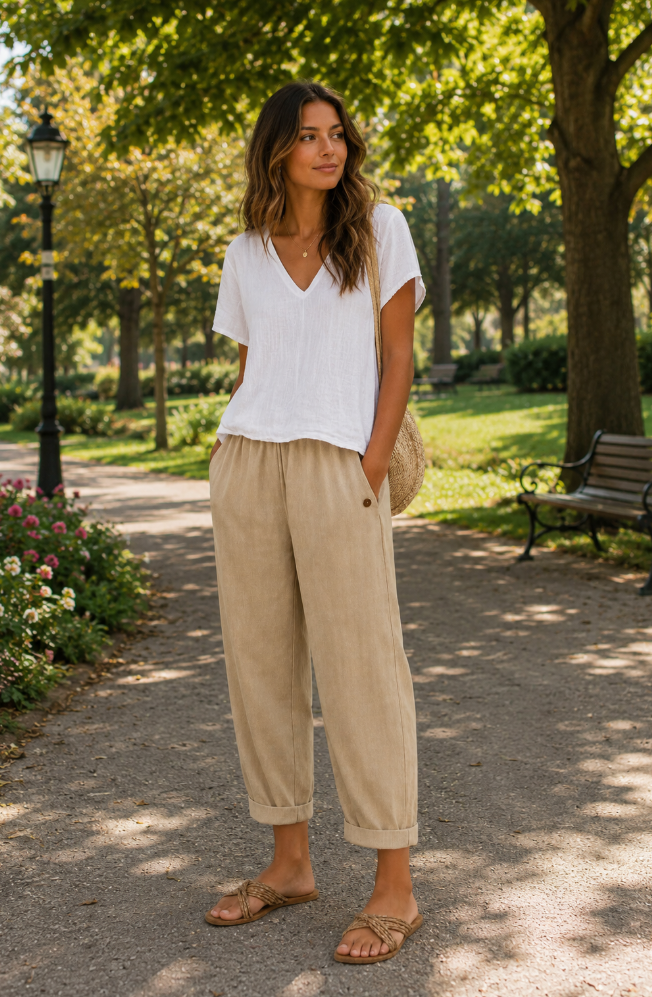 Rosa | Pantaloni di Lino Leggeri