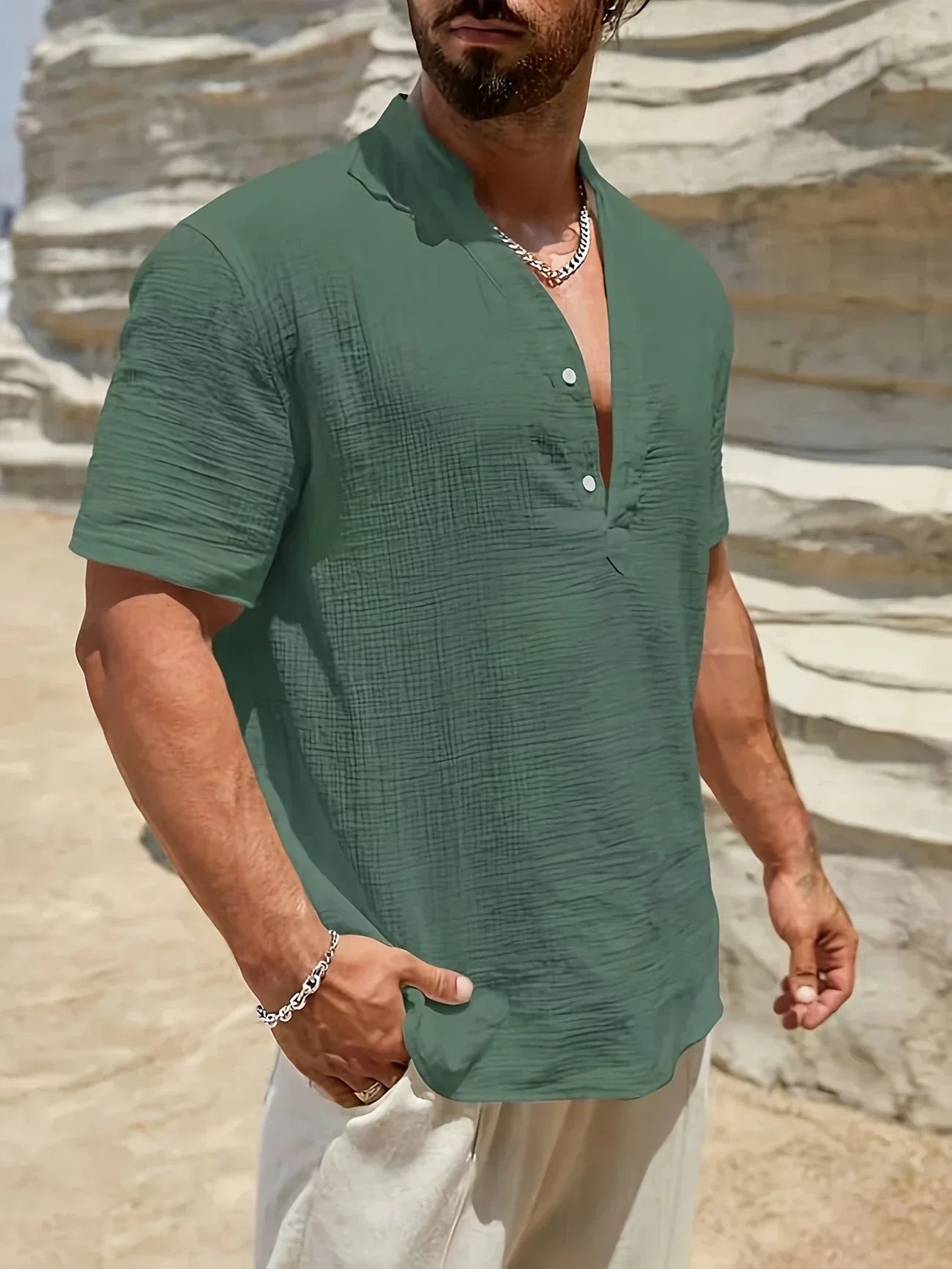 Varel | Camicia estiva elegante con colletto alto